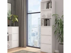 Librería|Plea salón 1 armario 3 puertas y 1 estantería 3 niveles 184x42x29 cm