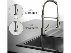 Plimo Mezclador para fregadero con ducha móvil, estilo acero inoxidable^Essebagno Online