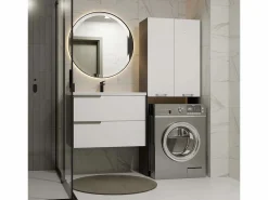 TOPESHOP POLA - Armario de Baño sobre la Lavadora - Antracita / Blanco - 64 x 30 x 180 cm Gris New