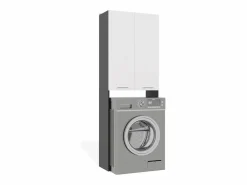 TOPESHOP POLA - Armario de Baño sobre la Lavadora - Antracita / Blanco - 64 x 30 x 180 cm Gris New
