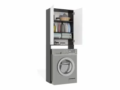 TOPESHOP POLA - Armario de Baño sobre la Lavadora - Antracita / Blanco - 64 x 30 x 180 cm Gris New