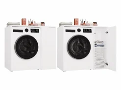 TOPESHOP POLA NP 1D - Armario para lavadora de baño con puertas 2 estantes - 95x64x88,5 cm - Blanco
