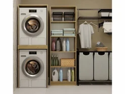 TOPESHOP POLA TWIN - Armario de baño para lavadora y secadora con columna de estantes - Roble Color natural claro New