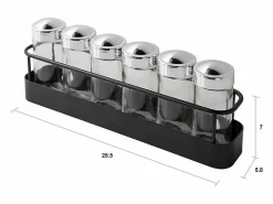 Materiales Y Utensilios De Cocina|Portaespecias de cocina con set de 6 frascos de vidrio Lyu