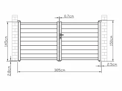 EXPERTLAND Portal eléctrico batiente de aluminio macizo - L305 x H150 cm - Antracita - NAZARIO Gris antracita New