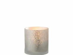 LANA DECO Portavelas cilindro agrietado cristal Alt. 15 cm Gris Hot