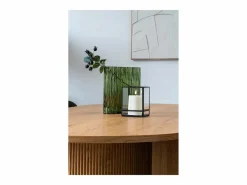 ebuy24 Portavelas de metal y cristal 12 x 15 cm Negro Discount
