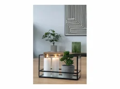 ebuy24 Jarrón|Portavelas de metal y cristal 30 x 15 cm
