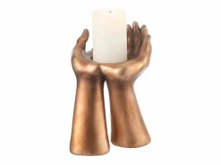 Portavelas de poliresina cobre 19*17.5*25 cm^J-Line Online