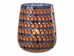 J-Line Portavelas de vidrio en forma de gota 17x17x21 cm Azul Clearance