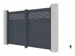 EXPERTLAND Portón|Portón aluminio - Ancho 305 x Alt. 181 cm - Antracita - BAZIO