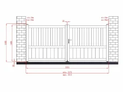 EXPERTLAND Portón|Portón aluminio calado - Ancho 314 x Alt. 120/140 cm - Antracita - TARNOS II
