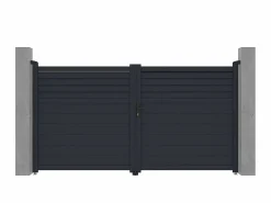 Portón batiente eléctrico de aluminio persiana Ancho 305 x Alt. 166 cm antracita VIAZO^EXPERTLAND Best