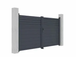 Portón batiente eléctrico de aluminio persiana Ancho 305 x Alt. 166 cm antracita VIAZO^EXPERTLAND Best