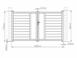 EXPERTLAND Portón batiente eléctrico de aluminio Ancho 305 x Alt. 181 cm antracita GREGOR Gris antracita Discount