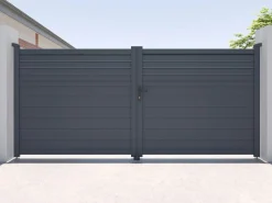 EXPERTLAND Portón batiente eléctrico de aluminio persiana Ancho 305 x Alt. 181 cm antracita VIAZO Gris antracita Online