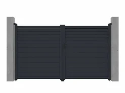 EXPERTLAND Portón batiente eléctrico de aluminio persiana Ancho 305 x Alt. 181 cm antracita VIAZO Gris antracita Online