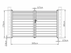 EXPERTLAND Portón batiente eléctrico de aluminio persiana Ancho 305 x Alt. 181 cm antracita VIAZO Gris antracita Online