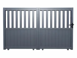 EXPERTLAND Portón|Portón corredero aluminio calado Ancho 401 x Alt. 149 cm antracita TARNOS II