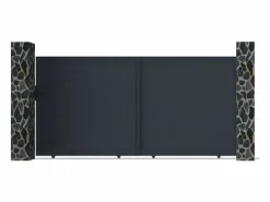 EXPERTLAND Portón|Portón corredero de aluminio antracita Ancho 374 x Alt. 180 cm - NAZARIO