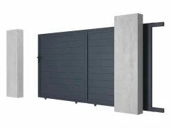 EXPERTLAND Portón|Portón corredero de aluminio antracita Ancho 374 x Alt. 180 cm - NAZARIO