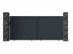 EXPERTLAND Portón corredero de aluminio antracita Ancho 350 x Alt. 158 cm - NAZARIO Gris antracita Outlet