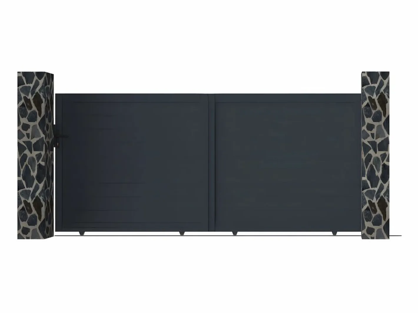 EXPERTLAND Portón corredero de aluminio antracita Ancho 350 x Alt. 158 cm - NAZARIO Gris antracita Outlet