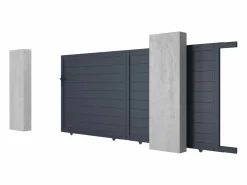 EXPERTLAND Portón corredero de aluminio antracita Ancho 350 x Alt. 158 cm - NAZARIO Gris antracita Outlet