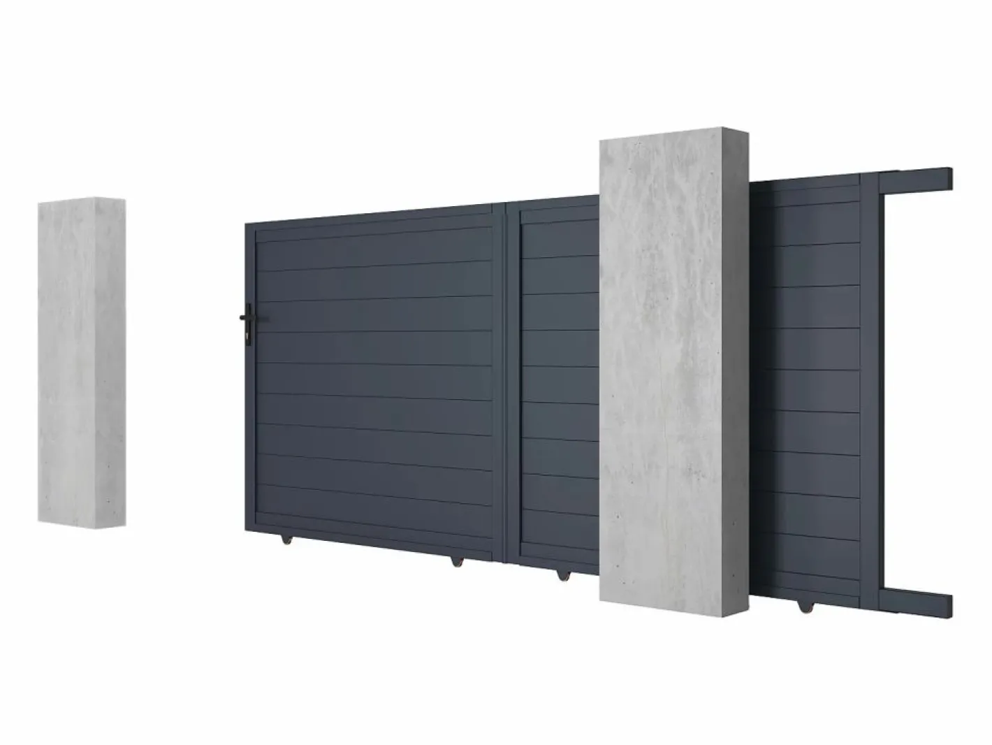 EXPERTLAND Portón corredero de aluminio antracita Ancho 350 x Alt. 158 cm - NAZARIO Gris antracita Outlet