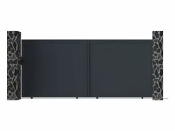 EXPERTLAND Portón|Portón corredero de aluminio antracita Ancho 392 x Alt. 173 cm - NAZARIO