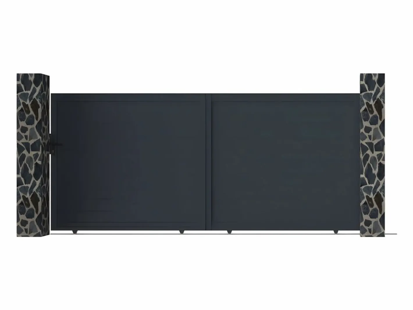 EXPERTLAND Portón|Portón corredero de aluminio antracita Ancho 392 x Alt. 173 cm - NAZARIO