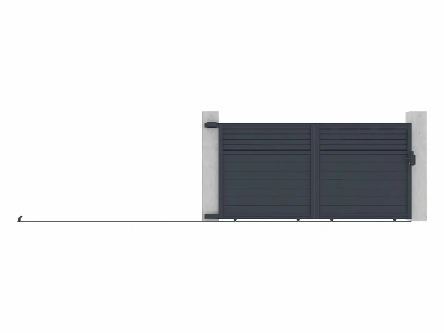 EXPERTLAND Portón|Portón corredizo de aluminio persianado L374 x H180 cm antracita - VIAZO