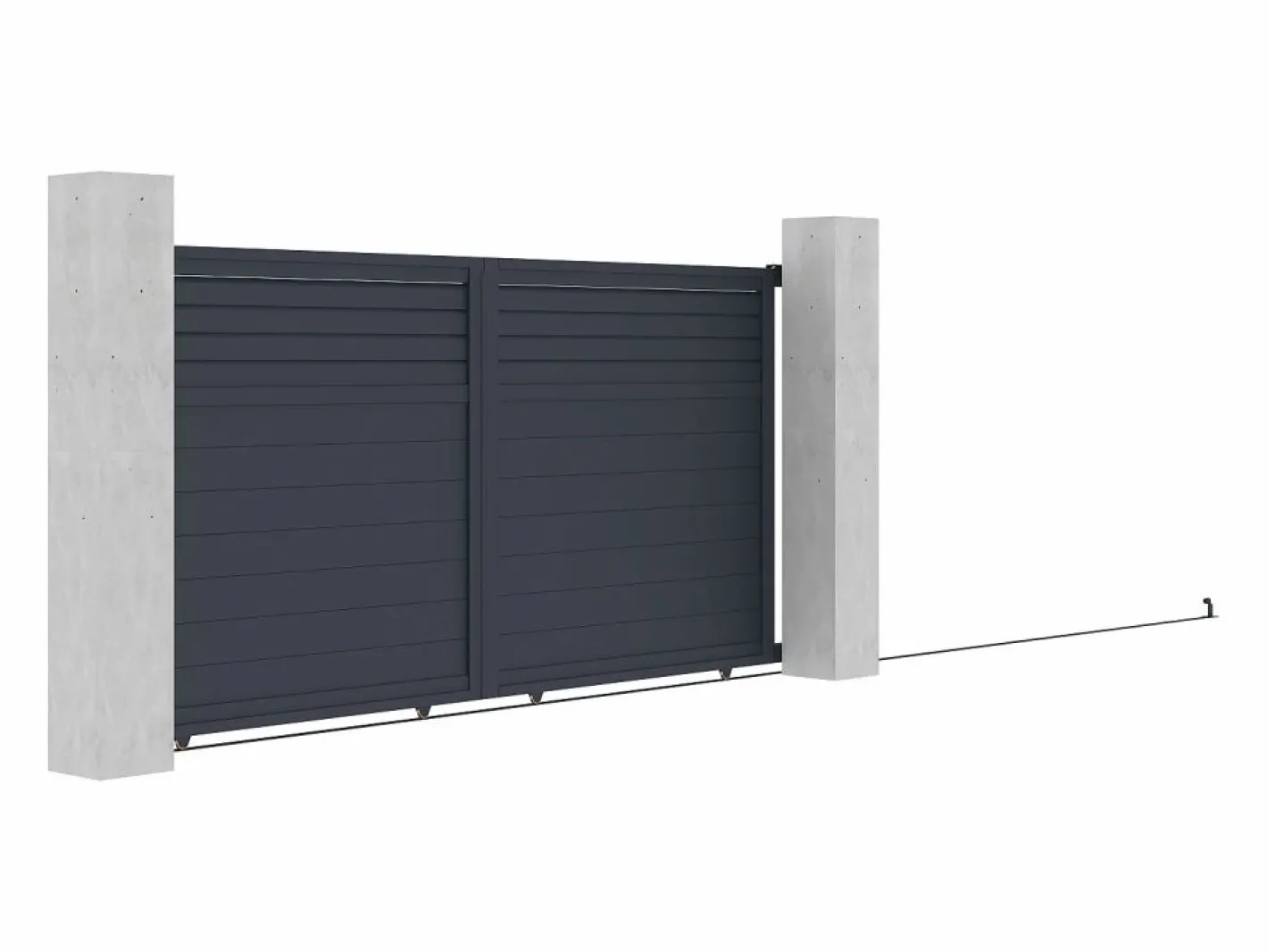 EXPERTLAND Portón|Portón corredizo de aluminio persianado L374 x H180 cm antracita - VIAZO