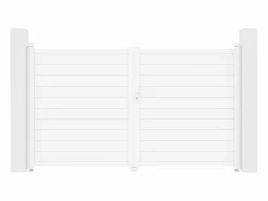 EXPERTLAND Portón de aluminio Ancho 305 x Alt. 181 cm NAZARIO Blanco New
