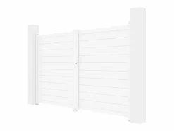 EXPERTLAND Portón de aluminio Ancho 305 x Alt. 181 cm NAZARIO Blanco New