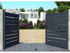 EXPERTLAND Portón|Portón de aluminio color antracita Ancho 300 x Alt. 176 cm PRIMO