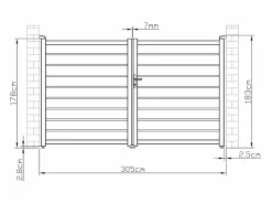 EXPERTLAND Portón|Portón de aluminio color antracita Ancho 300 x Alt. 176 cm PRIMO
