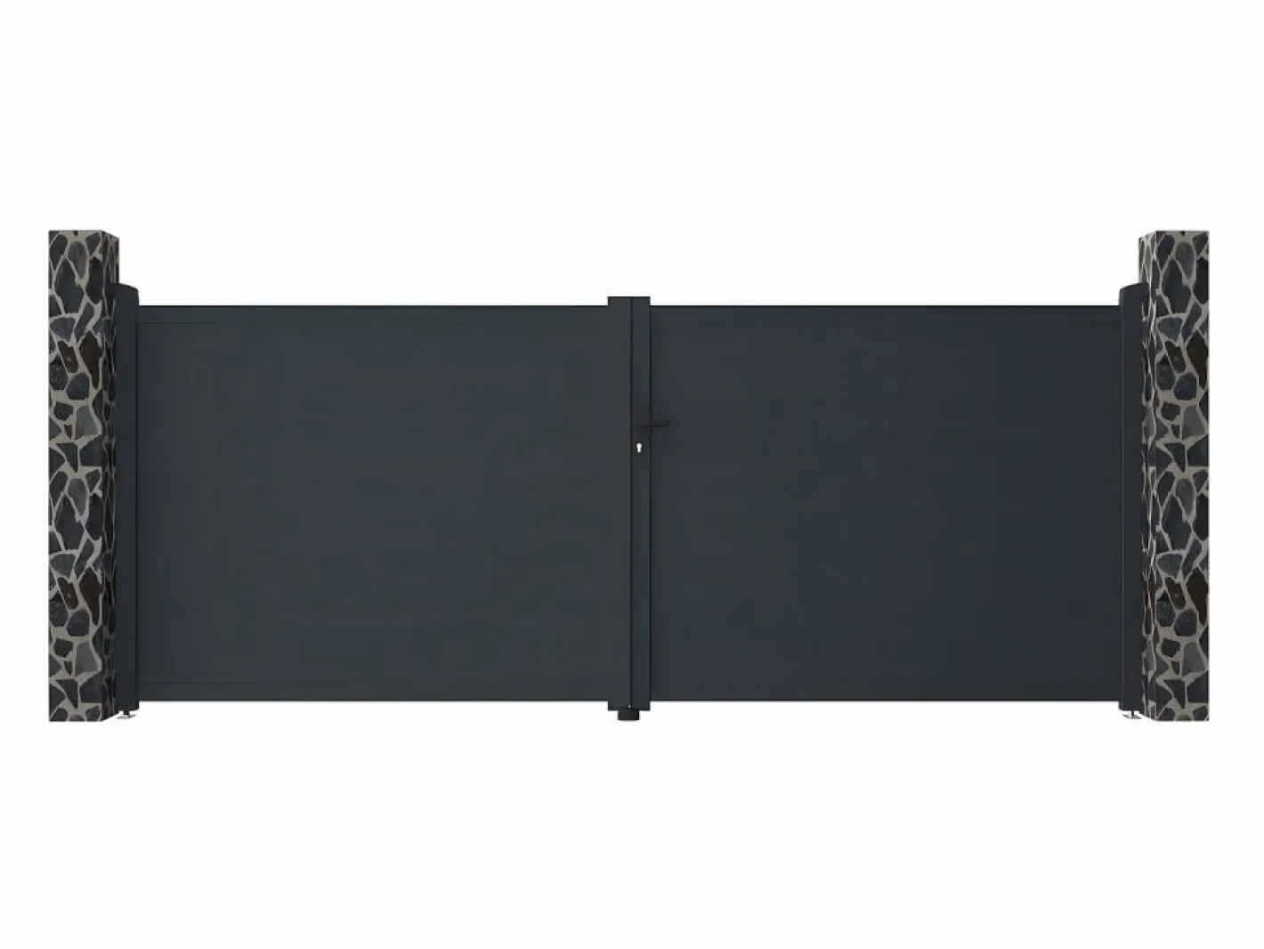 EXPERTLAND Portón de aluminio color antracita Ancho 392 x Alt. 158 cm NAZARIO Gris antracita