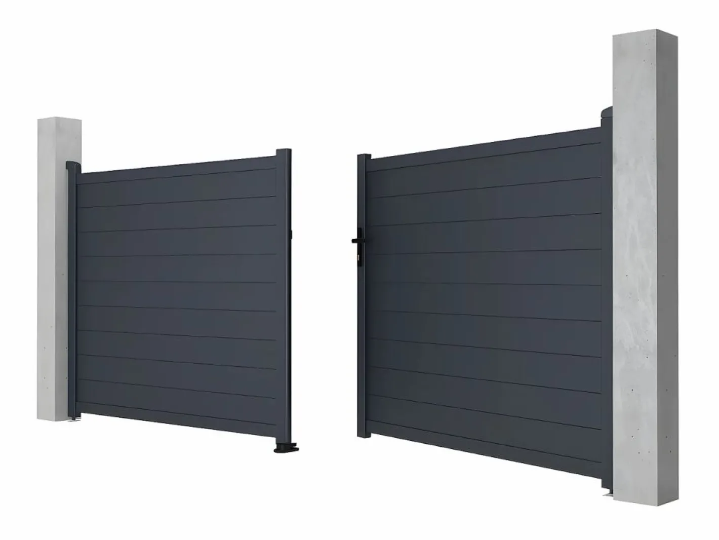 EXPERTLAND Portón de aluminio color antracita Ancho 392 x Alt. 158 cm NAZARIO Gris antracita