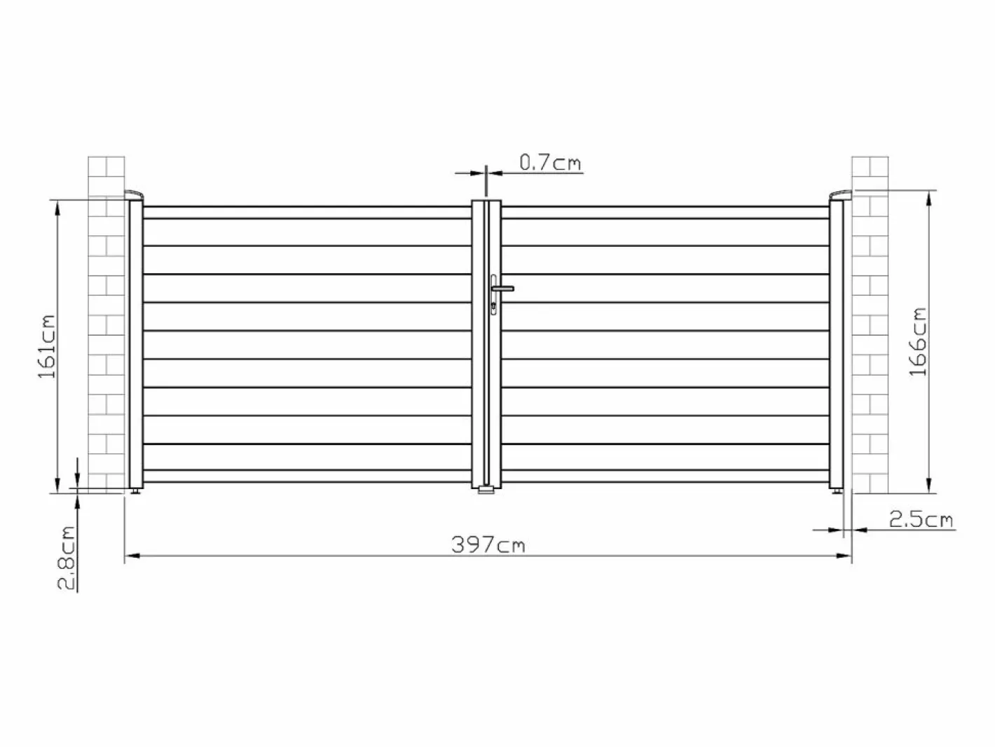 EXPERTLAND Portón de aluminio color antracita Ancho 392 x Alt. 158 cm NAZARIO Gris antracita