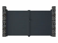 EXPERTLAND Portón de aluminio color antracita Ancho 300 x Alt. 173 cm NAZARIO Gris antracita Hot