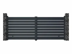 Portón de aluminio color antracita Ancho 392 x Alt. 158 cm PRIMO^EXPERTLAND Discount