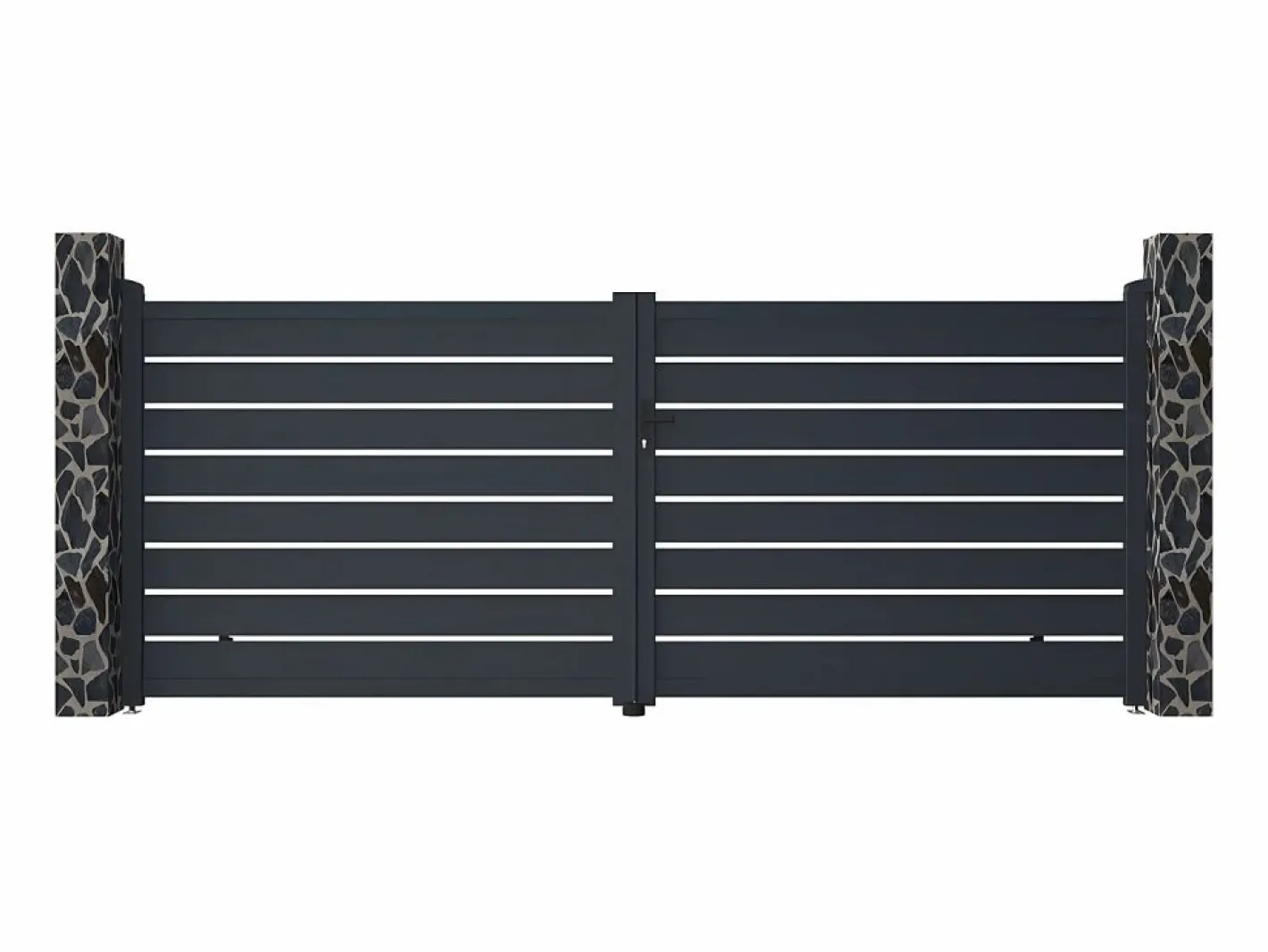 Portón de aluminio color antracita Ancho 392 x Alt. 158 cm PRIMO^EXPERTLAND Discount