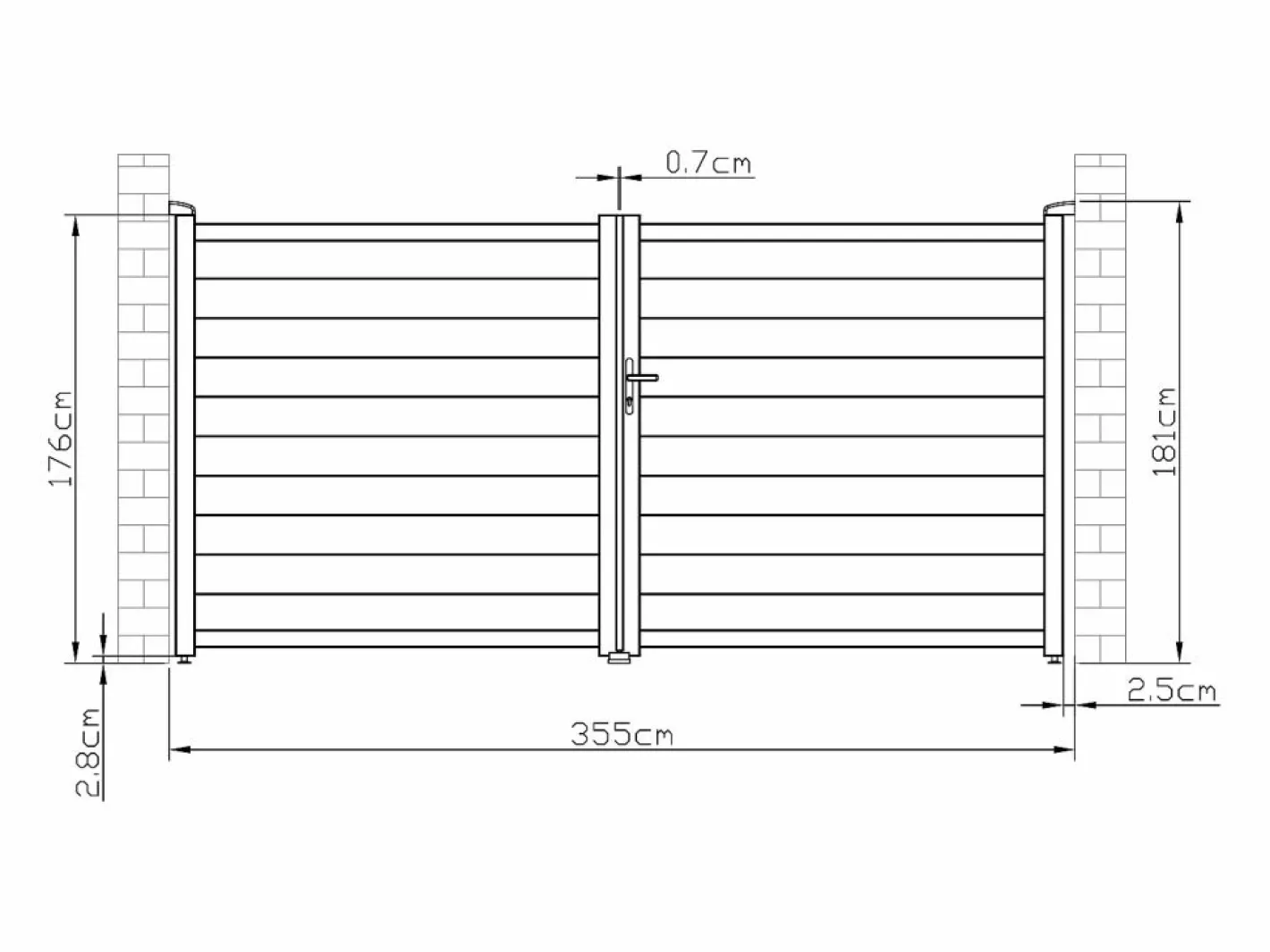 EXPERTLAND Portón de aluminio color antracita Ancho 350 x Alt. 173 cm NAZARIO Gris antracita Discount