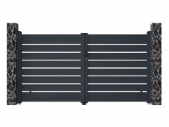 EXPERTLAND Portón de aluminio color antracita Ancho 300 x Alt. 158 cm PRIMO Gris antracita