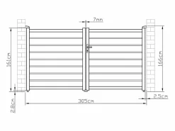 EXPERTLAND Portón de aluminio color antracita Ancho 300 x Alt. 158 cm PRIMO Gris antracita