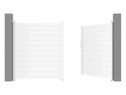 EXPERTLAND Portón eléctrico batiente de aluminio Ancho 305 x Alt. 181 cm NAZARIO Blanco Discount