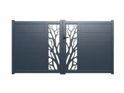 EXPERTLAND Portón|Portón eléctrico batiente de aluminio Ancho 300 x Alt. 179 cm antracita LABRIT II