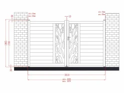 EXPERTLAND Portón|Portón eléctrico batiente de aluminio Ancho 300 x Alt. 179 cm antracita LABRIT II