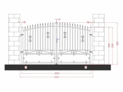 EXPERTLAND Portón eléctrico de aluminio - Ancho 317 x Alt. 183 cm NERBIS Negro Outlet